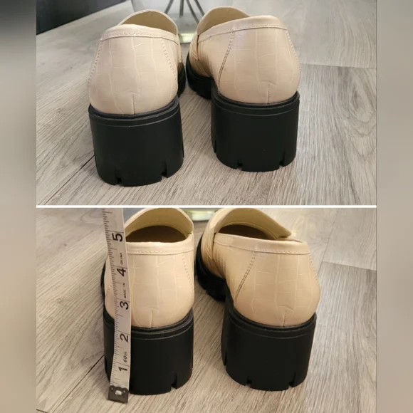 ZBY Embossed Croc Off-white Penny 2.25" Platform Lug Loafer Heel,  Women's US 9 - Picture 6 of 15